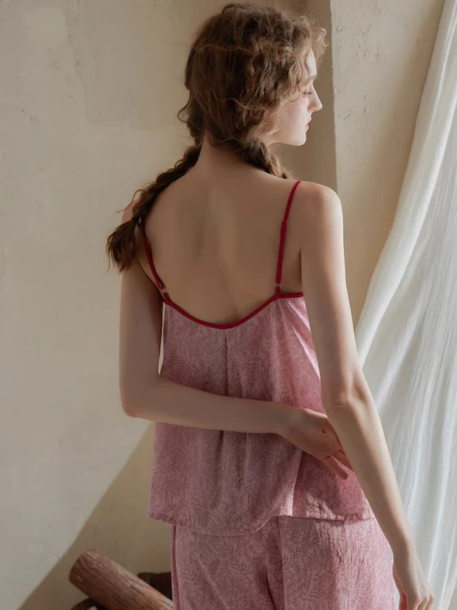 Vintage Ribbon-Tie Pajama Set