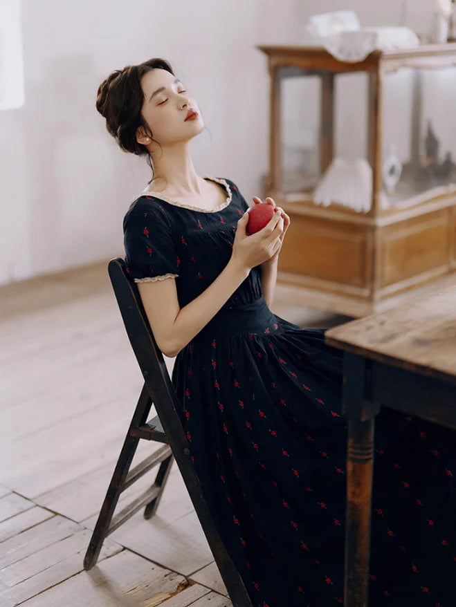 Midnight Rose Cotton Dress