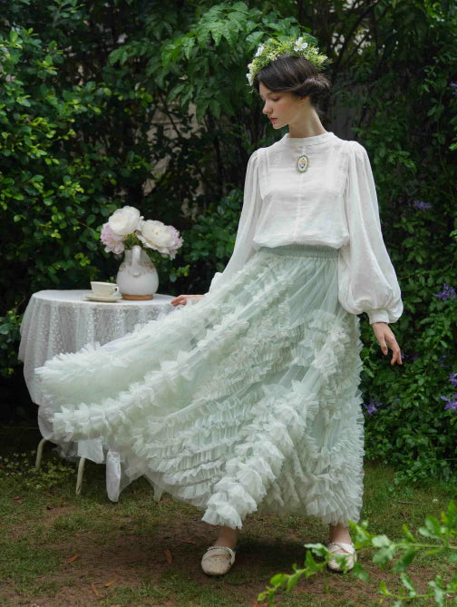 Whimsical Cloud Ruffle Skirt