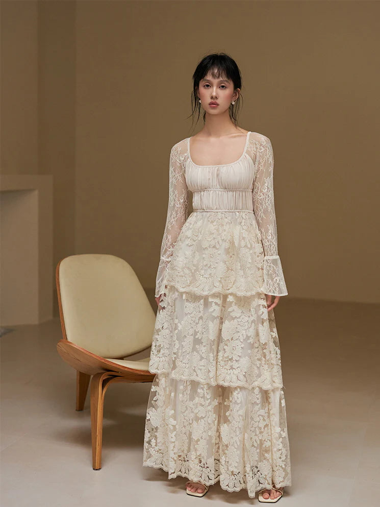 Ethereal Vintage Lace Princess Dress