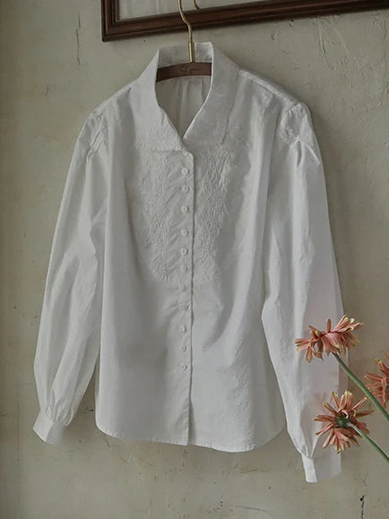 Embroidered Victorian Cotton Blouse