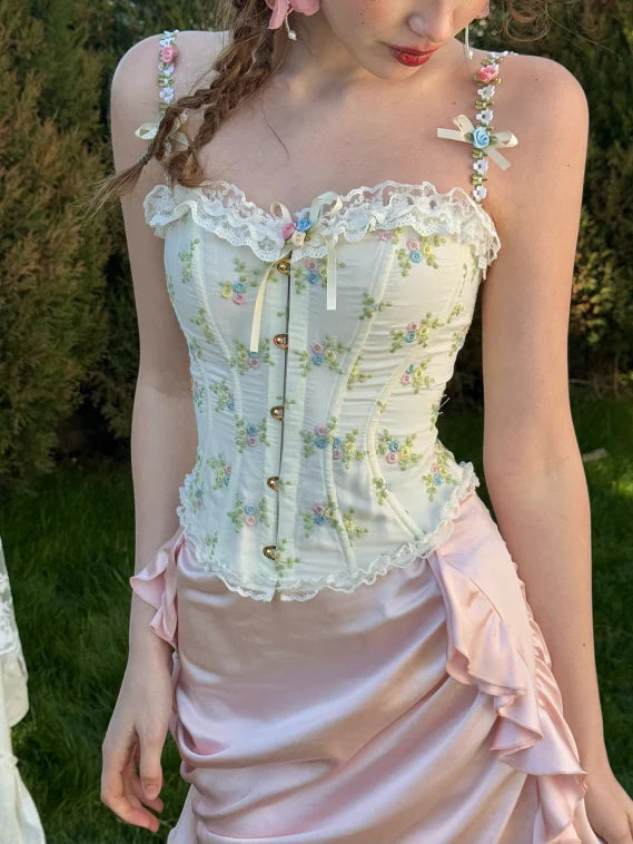 Floral Embroidered Garden Corset