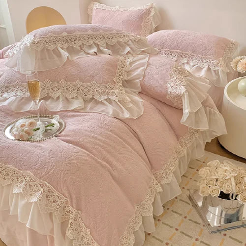 Pink Velvet Princess Douvet Cover Set