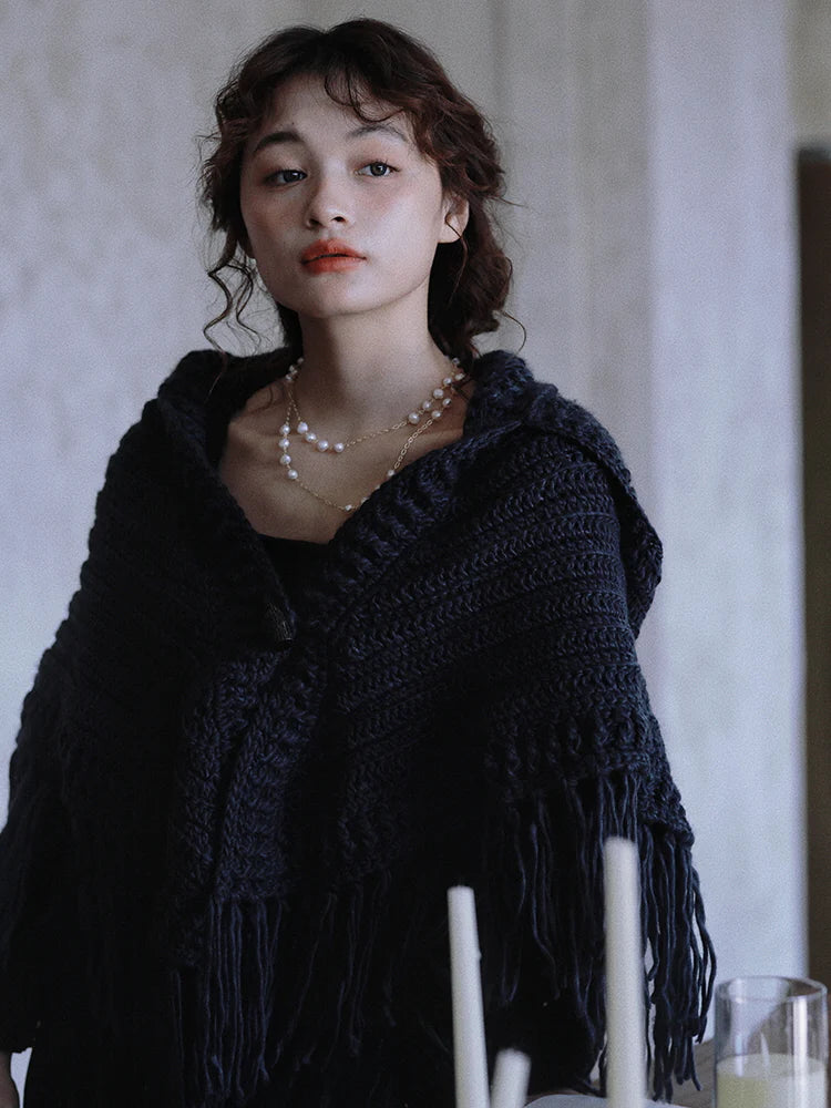 Enchanted Midnight Wool Shawl