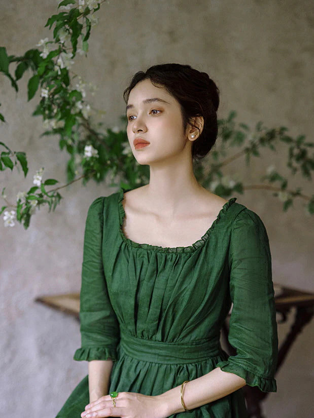 Olivia's Classic Elegance Green Dress