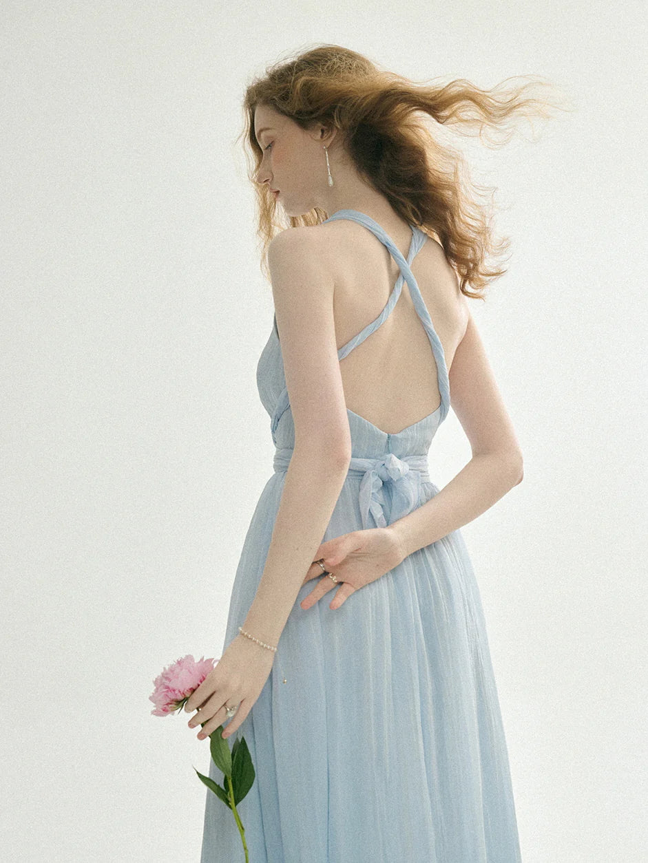 Ethereal Rosette Halter Dress
