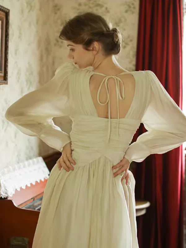 Vintage Ivory Frill Long Dress