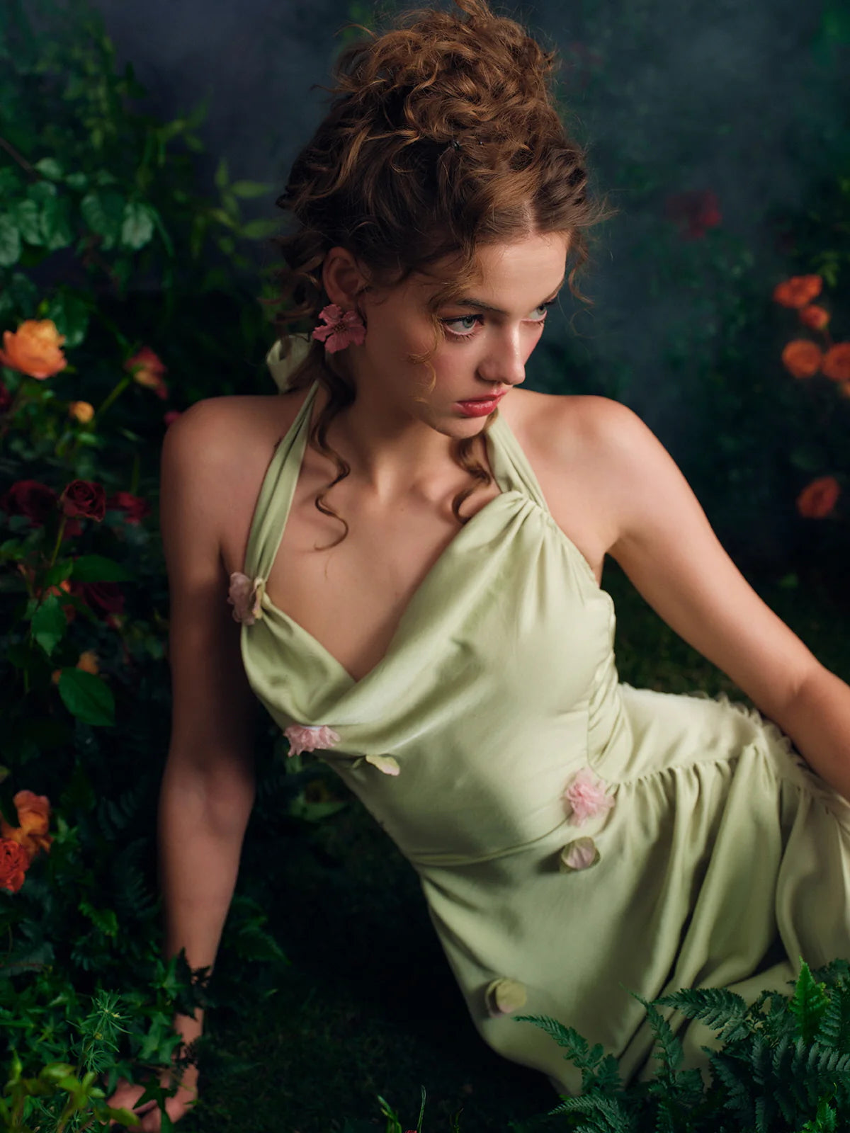 Draped Garden Bloom Halter Dress