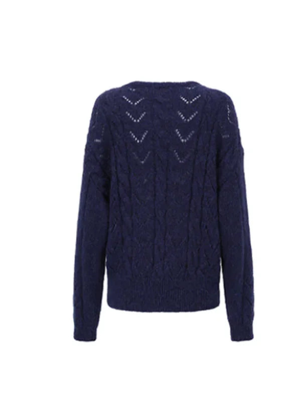 Navy Floral Wool Cardigan