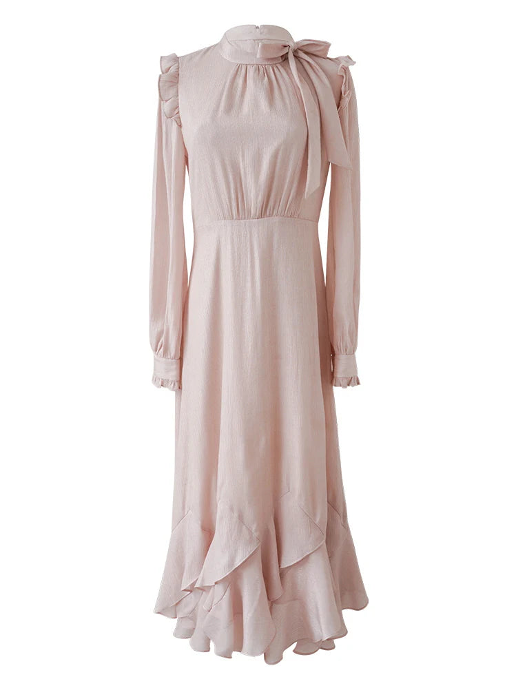 Blush Petal Ruffle Long Dress