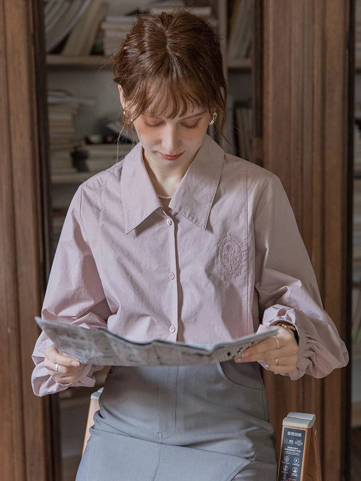 Lavender Blossom Embroidered Blouse