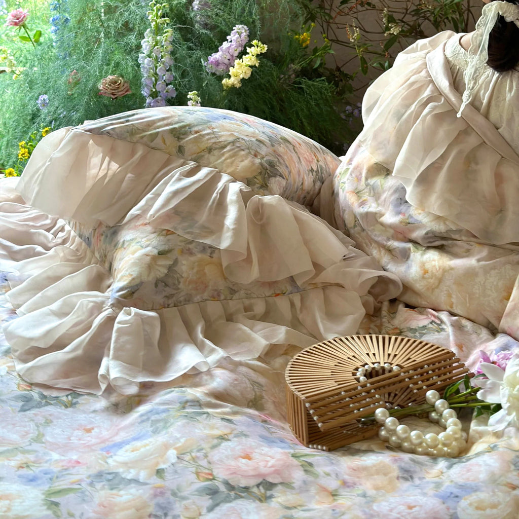 Blossom Garden Soft Pastel Ruffle Bedding Set