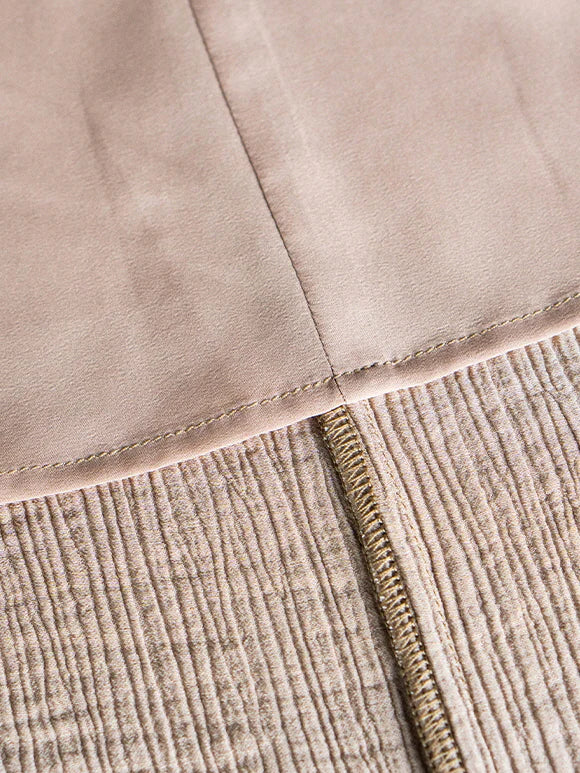 Elegant Contrast Knit and Pleated Maxi Dress