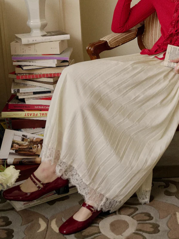 Emma's Blooming Pleats White Skirt