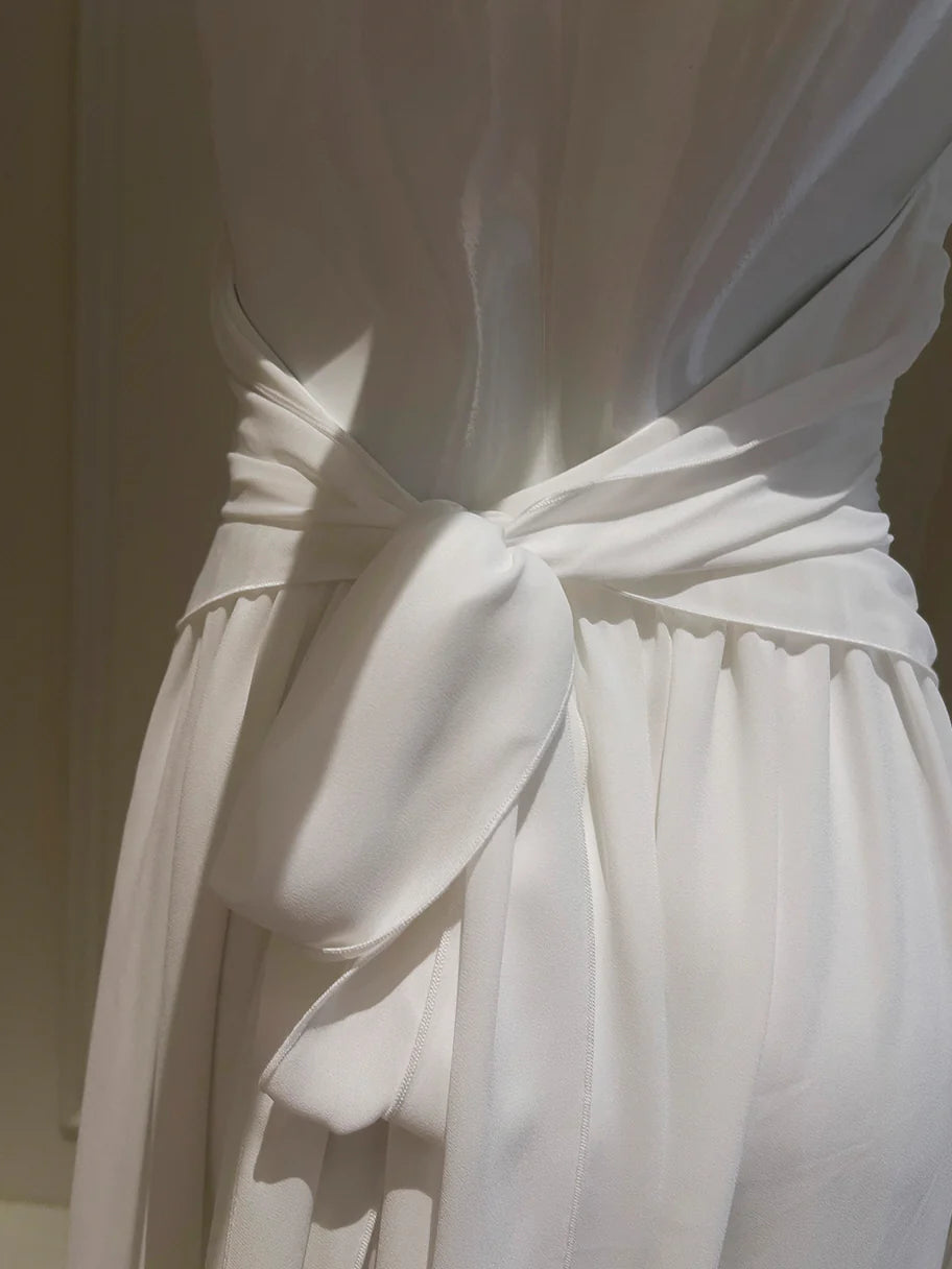 Ethereal Ruffle Rose White Dress