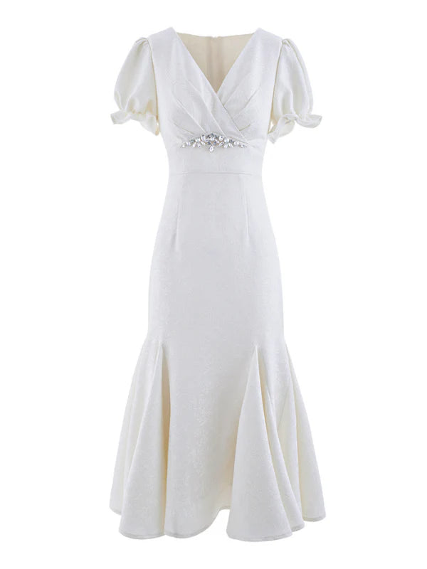 Cubic-Embellished Jacquard Princess Dress