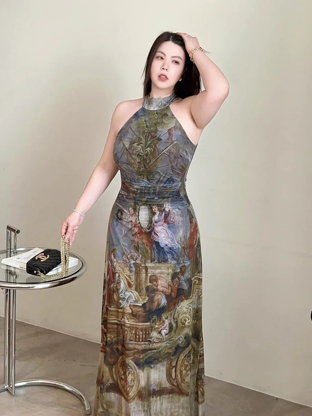 Renaissance Muse Halter Maxi Dress