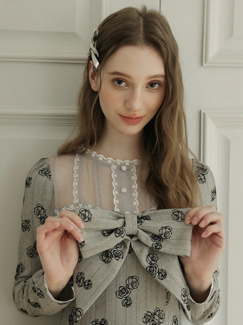 Rosewood Coquette Lace Bow Dress