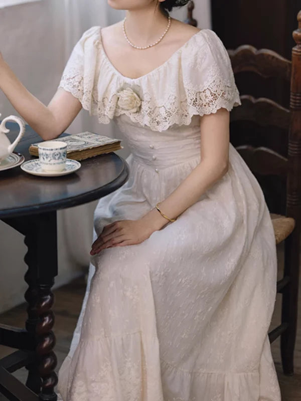 Ivory Whisper Embroidered Dress