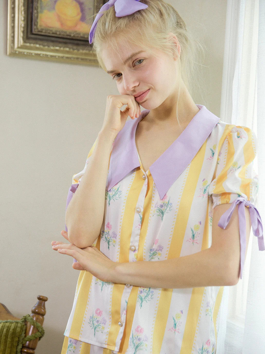 Sunlit Blossom Silk Pajamas