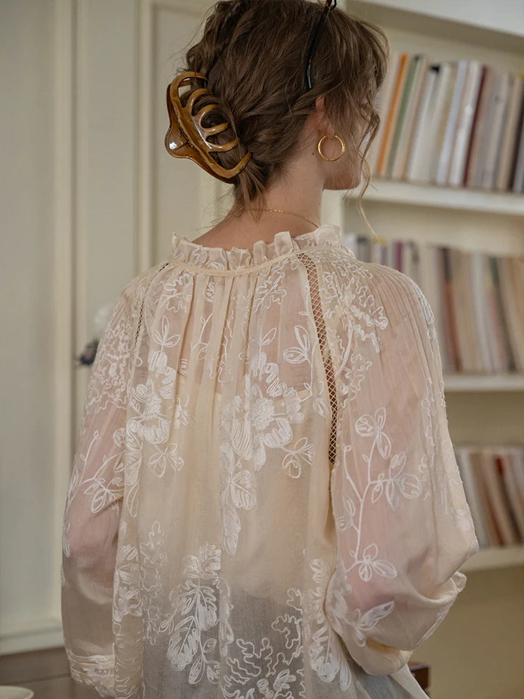 Ethereal Embroidered Lace Blouse
