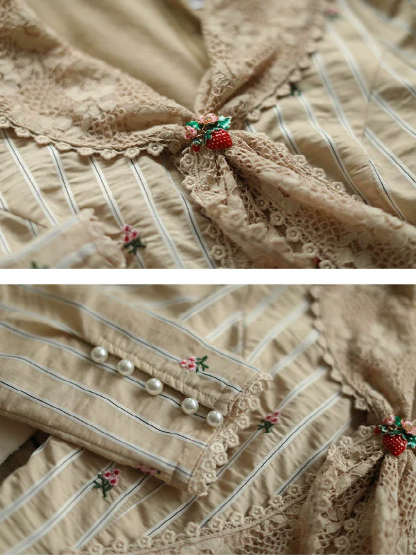 Beige Harmony of Lace Check Dress