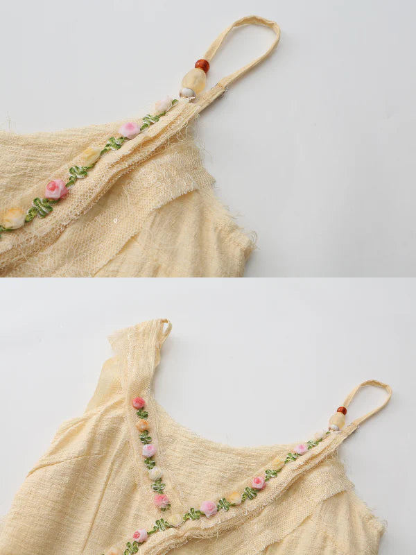 Golden Bloom Petal Drape Dress