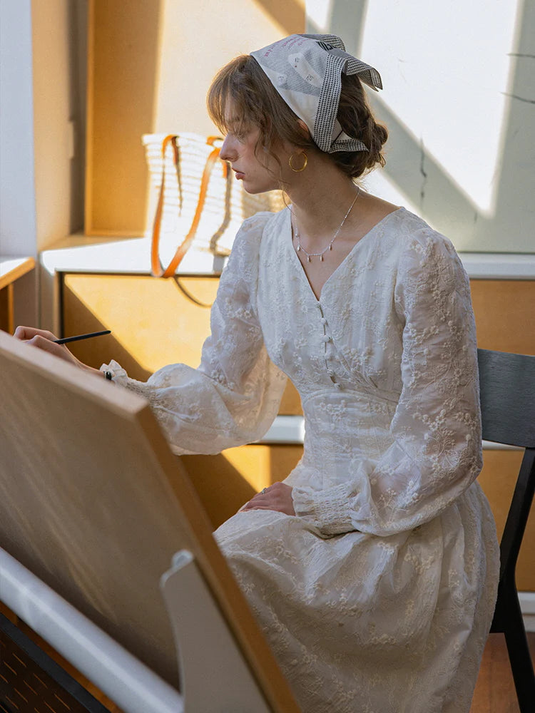 Vintage Embroidered Long Sleeve Dress