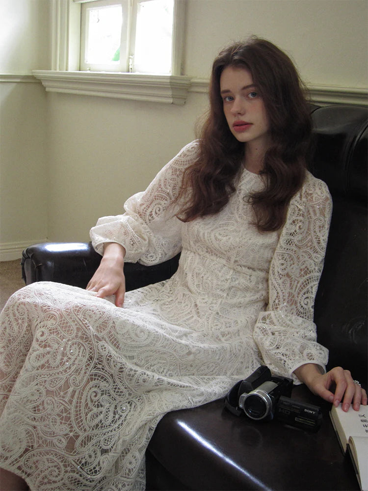 Vintage White Lace Elegance Dress