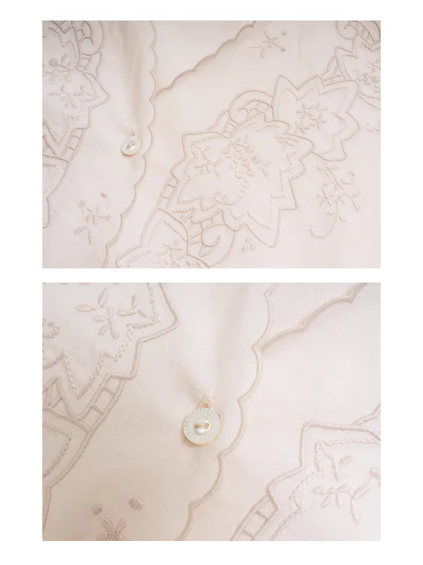 Scallop Embroidery Vintage Blouse