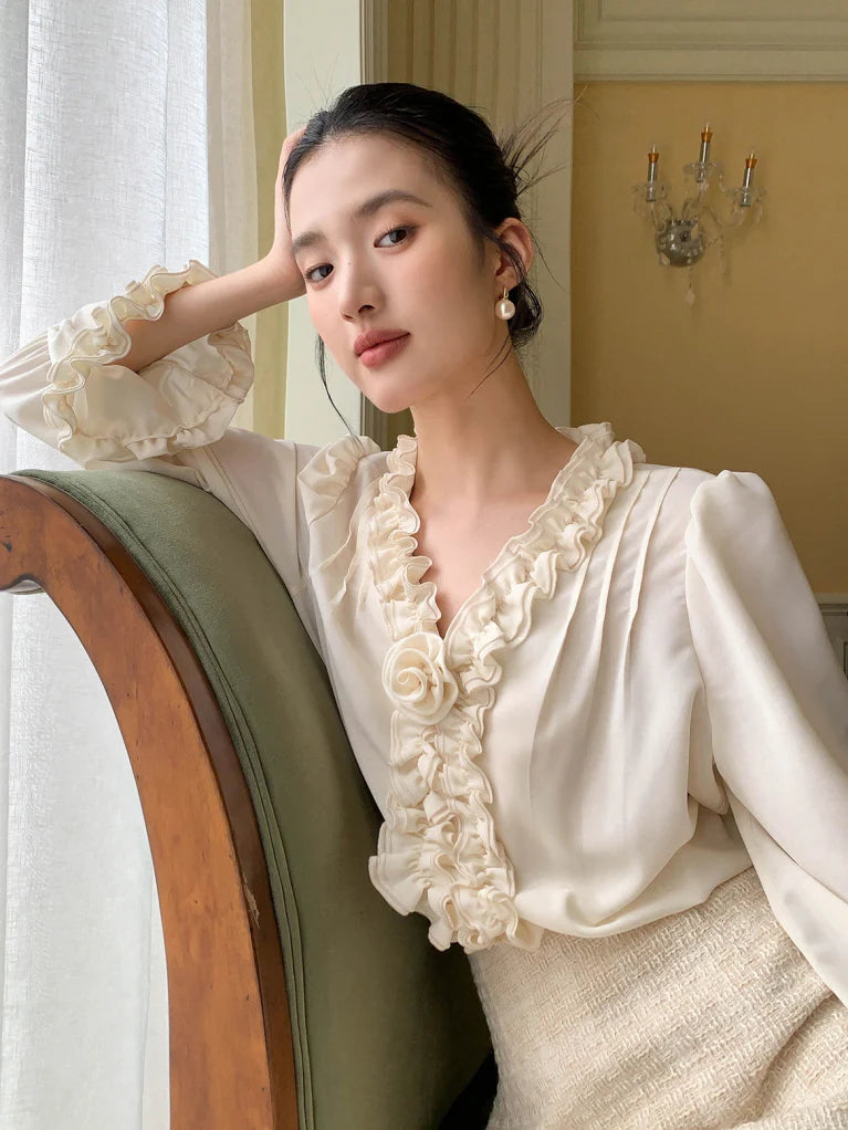 Romantic Ruffle Rose Blouse