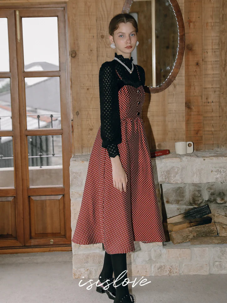 Vintage Charm Polka Dot Midi Dress