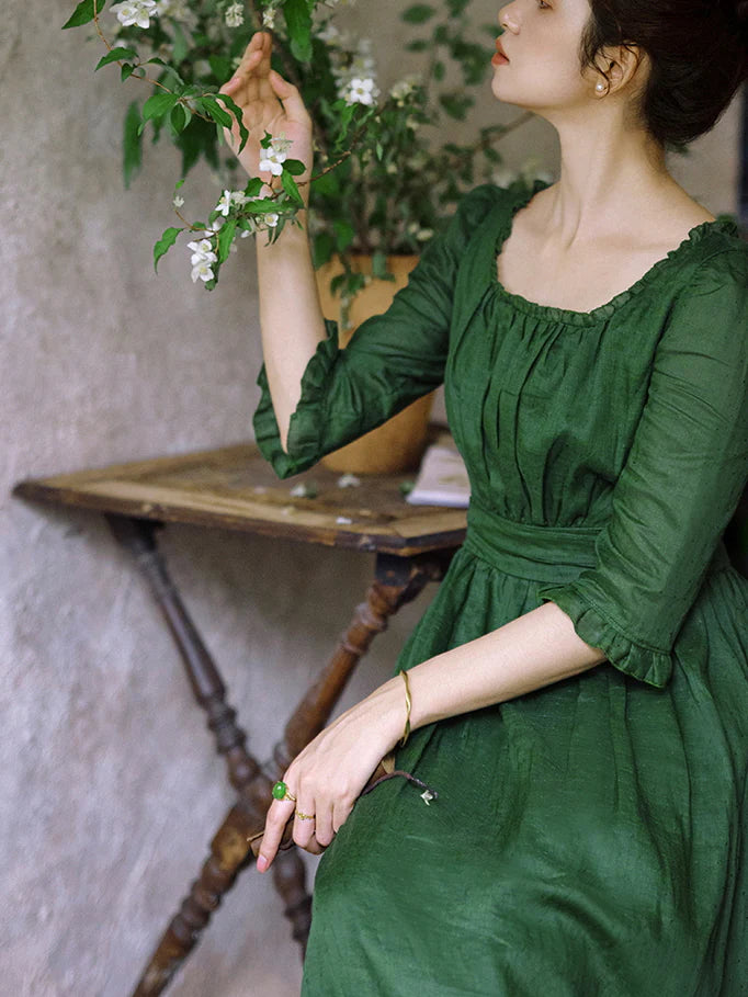 Olivia's Classic Elegance Green Dress