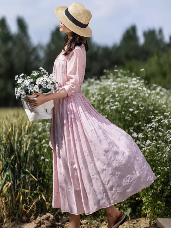 Sunlit Garden Floral Embroidered Dress