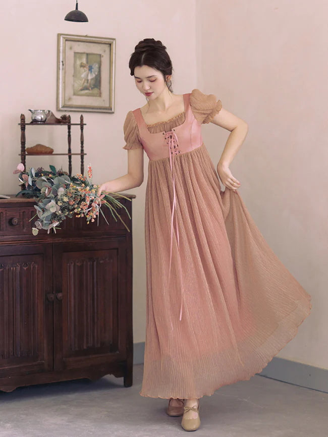 Whispering Rose Lace-Up Vintage Dress