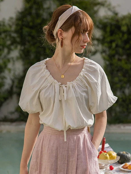 Olivia's White Puff-Sleeve Summer Blouse
