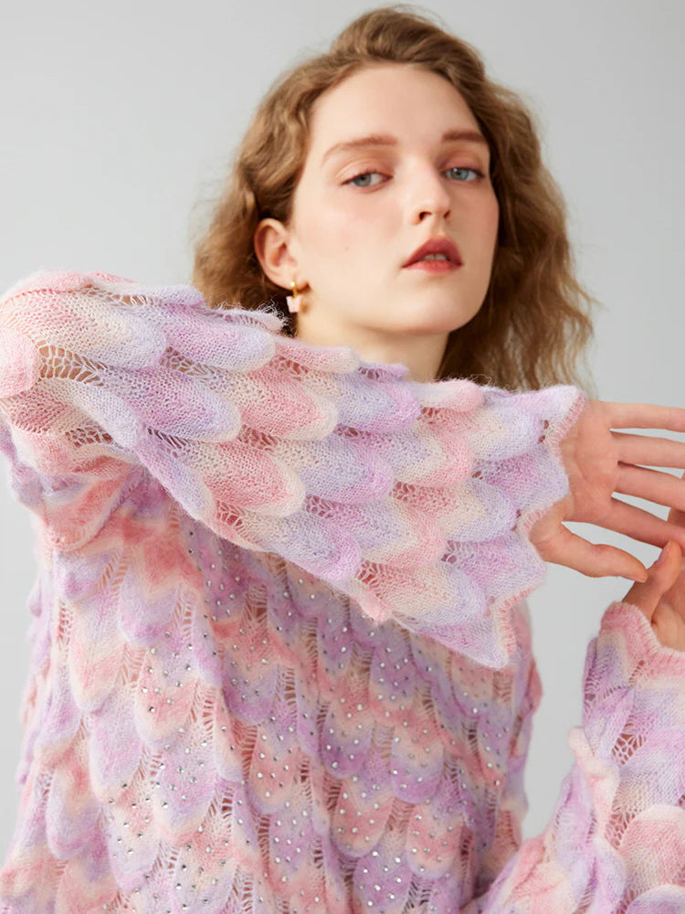 Dreamy Pastel Mermaid Scales Knit Sweater