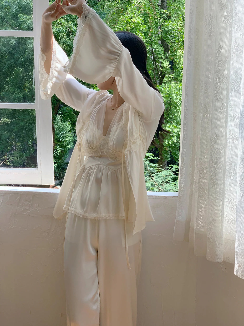 Ethereal Elegance Ivory Loungewear Set