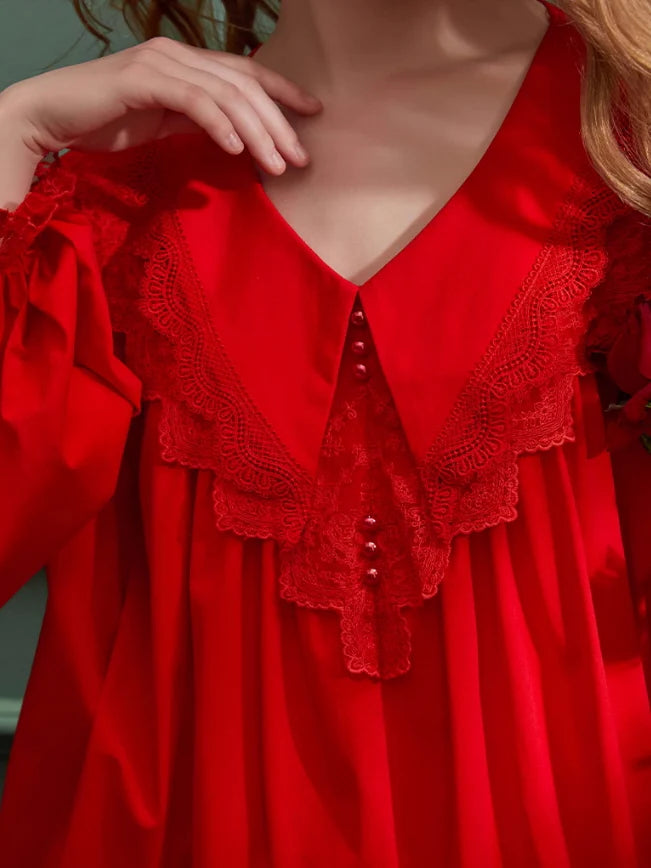 Elegant Lace-Trimmed Cotton Pajama Set