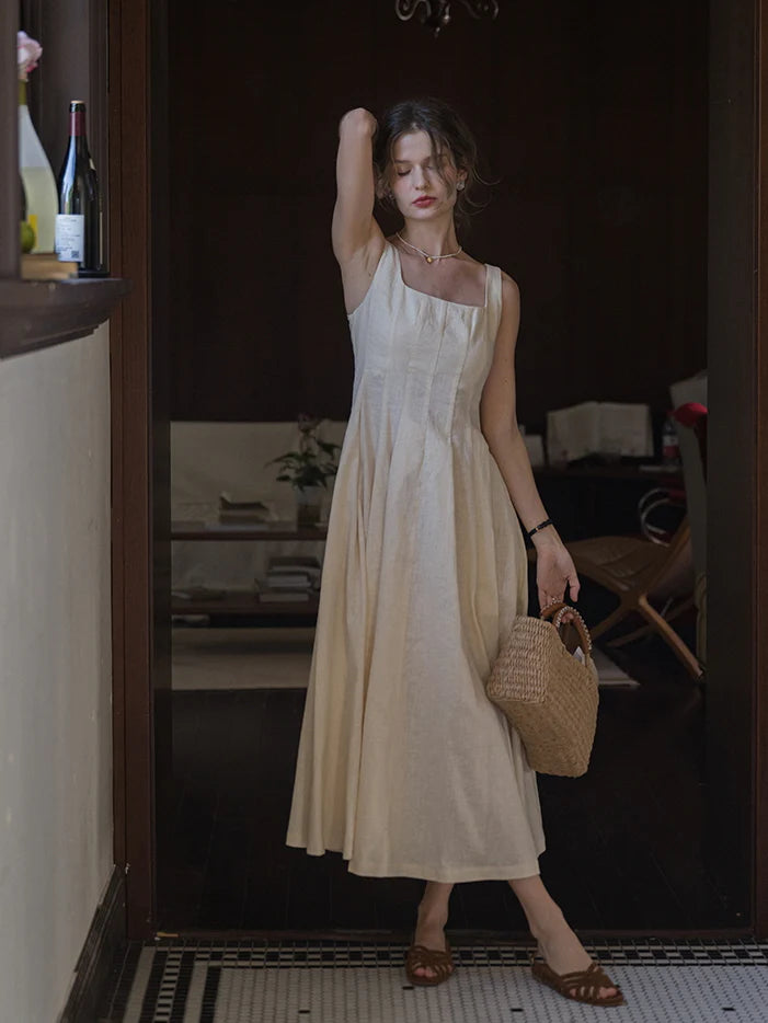 Ethereal Linen Elegance Dress