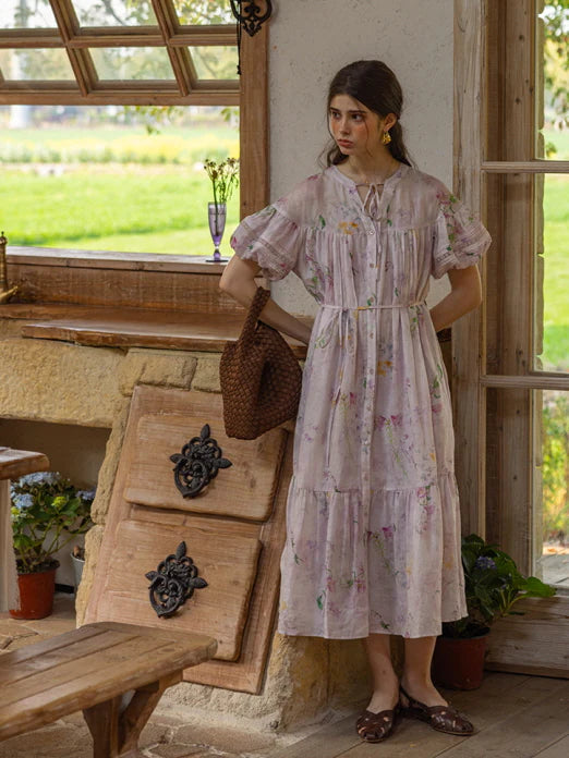 Lavender Meadow Floral Tiered Dress