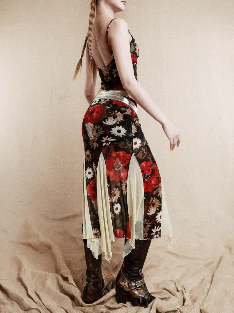 Golden Bloom Mermaid Slip Dress