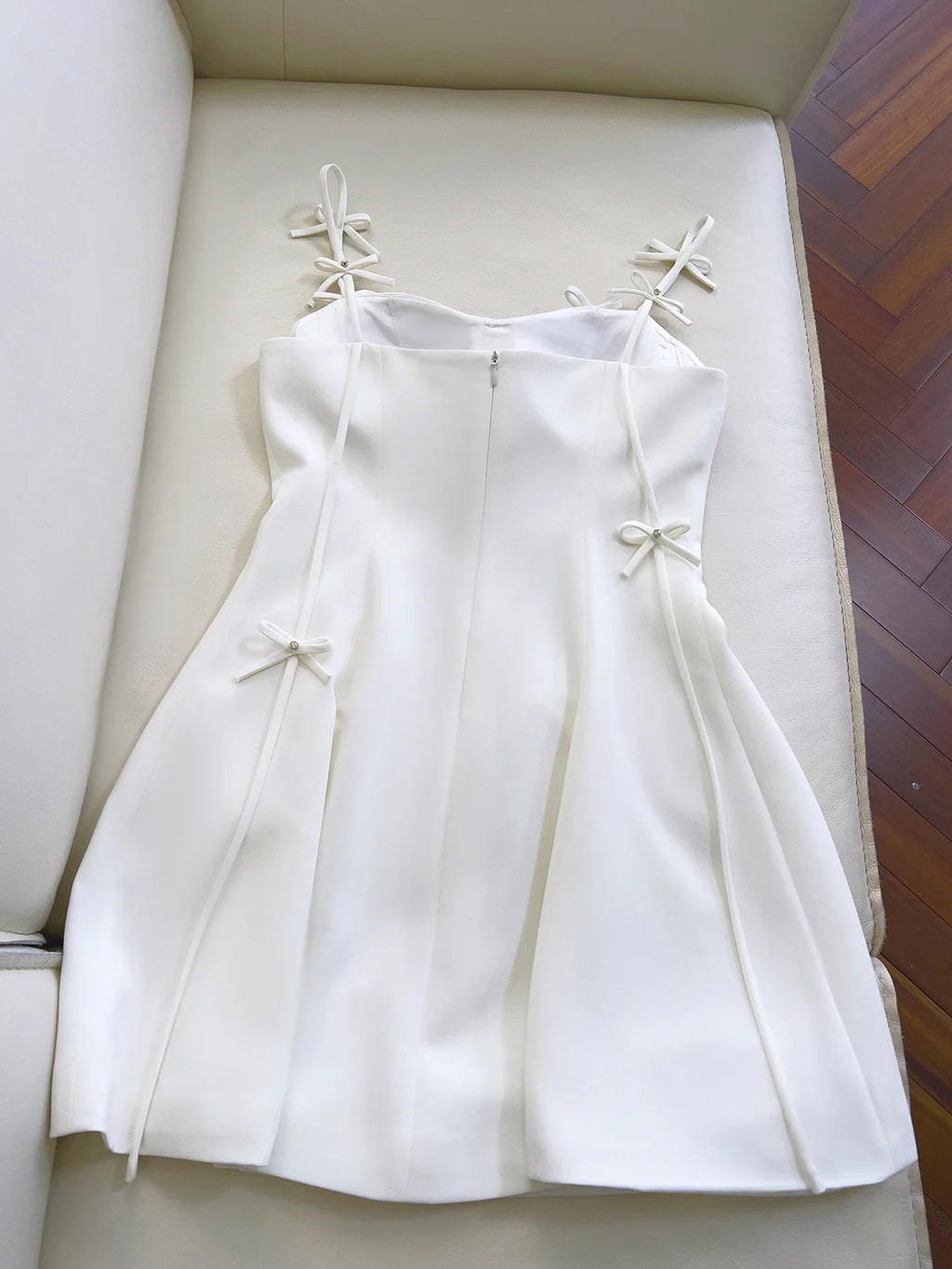 Coquette White Ribbon Bow-Adorned Dress