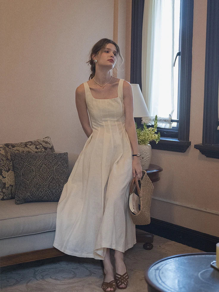 Ethereal Linen Elegance Dress