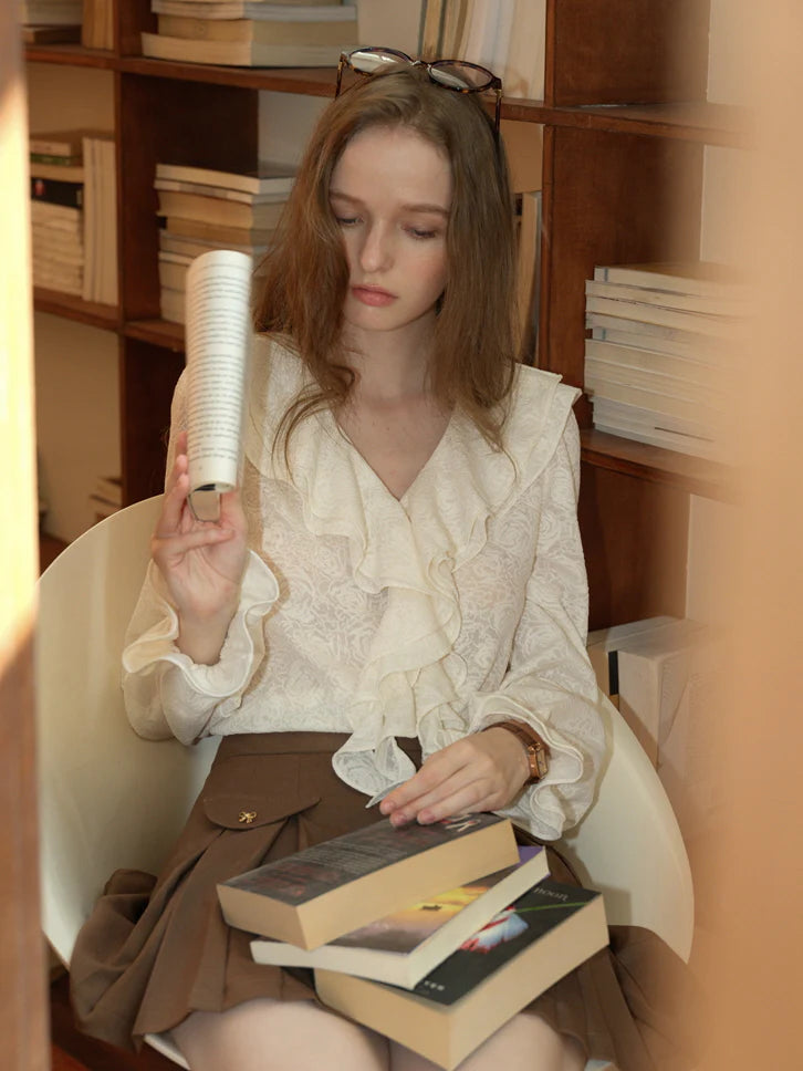 Romantic Floral  Ruffle Blouse