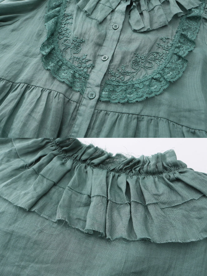 Rose Whispers Ramie Lace Blouse