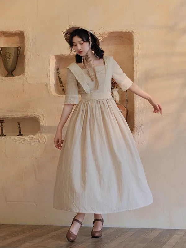 Ivory Elegance Lace-Adorned Dress