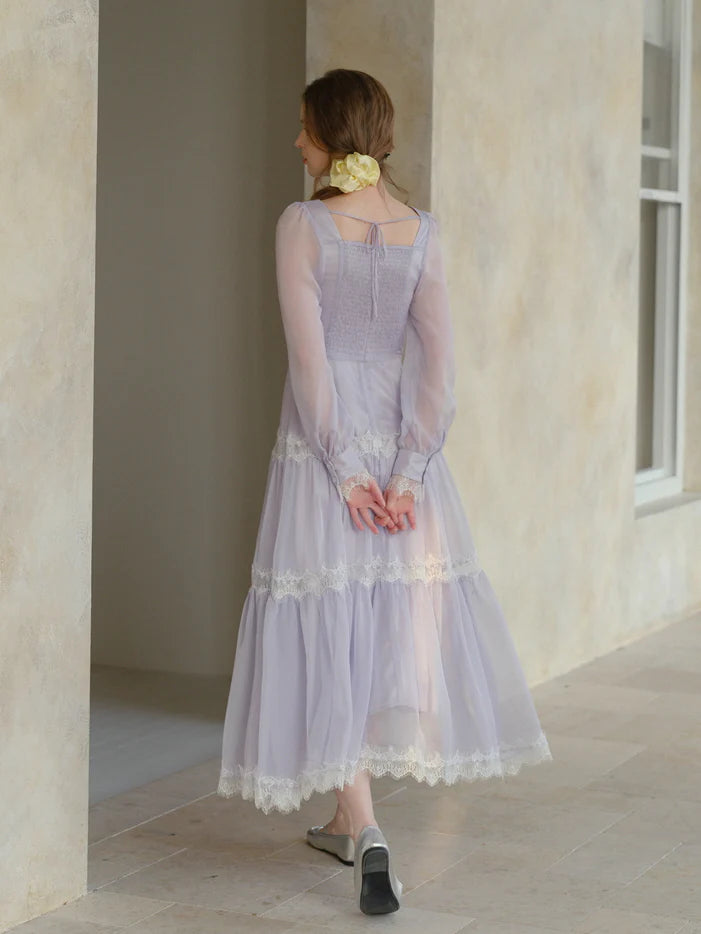 Lavender Whispers Lace Tiered Dress