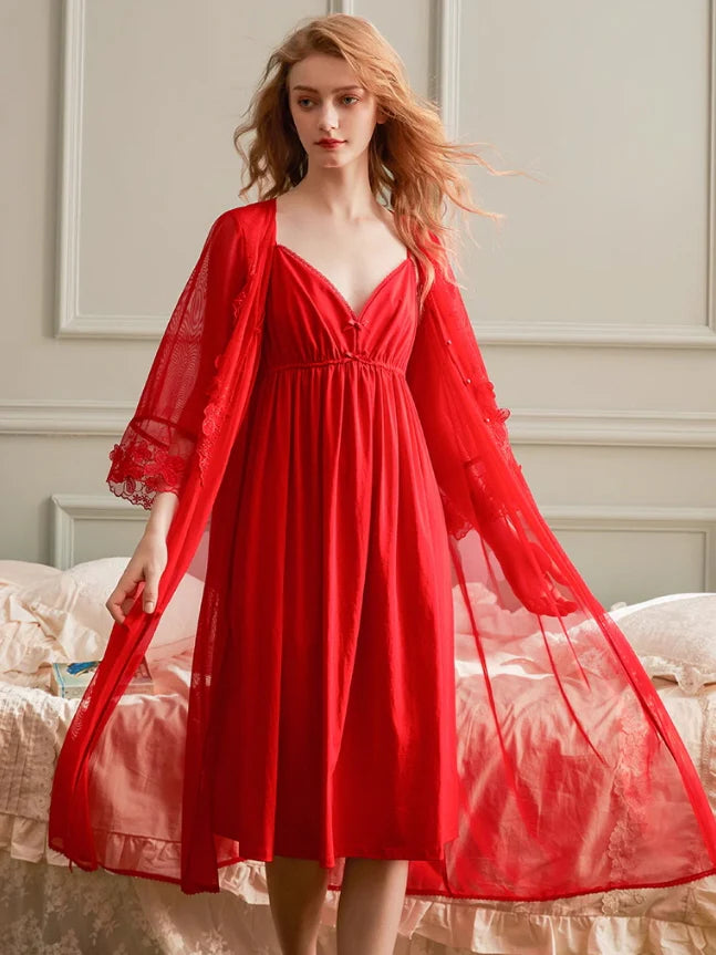 Blush Lace Fantasy Nightgown Set