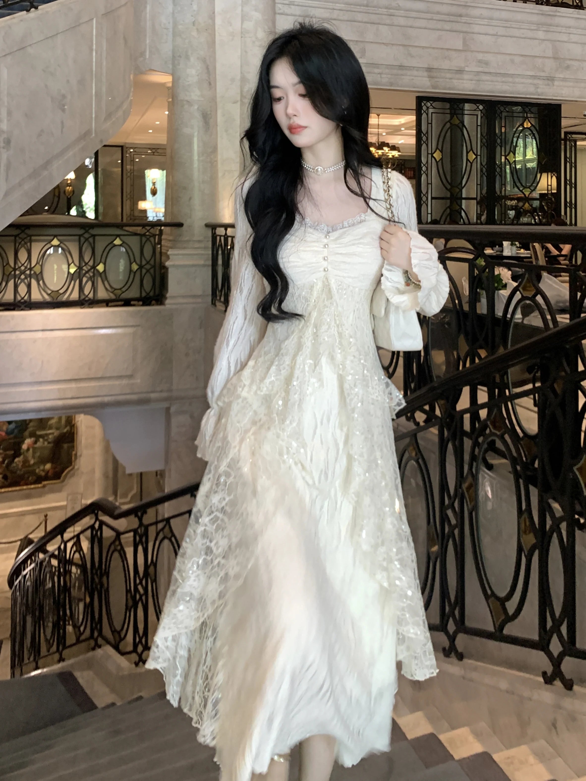 Ethereal Lace Sequin Dream Dress